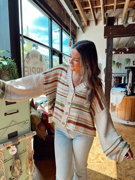 Grassy Retro Striped Sweater