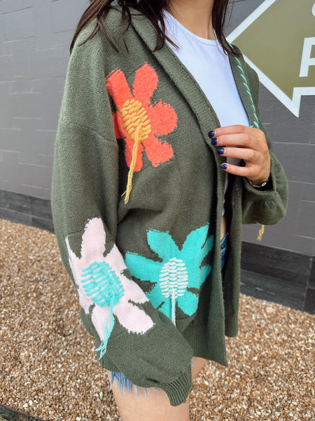 Earth Moves Flower Cardigan