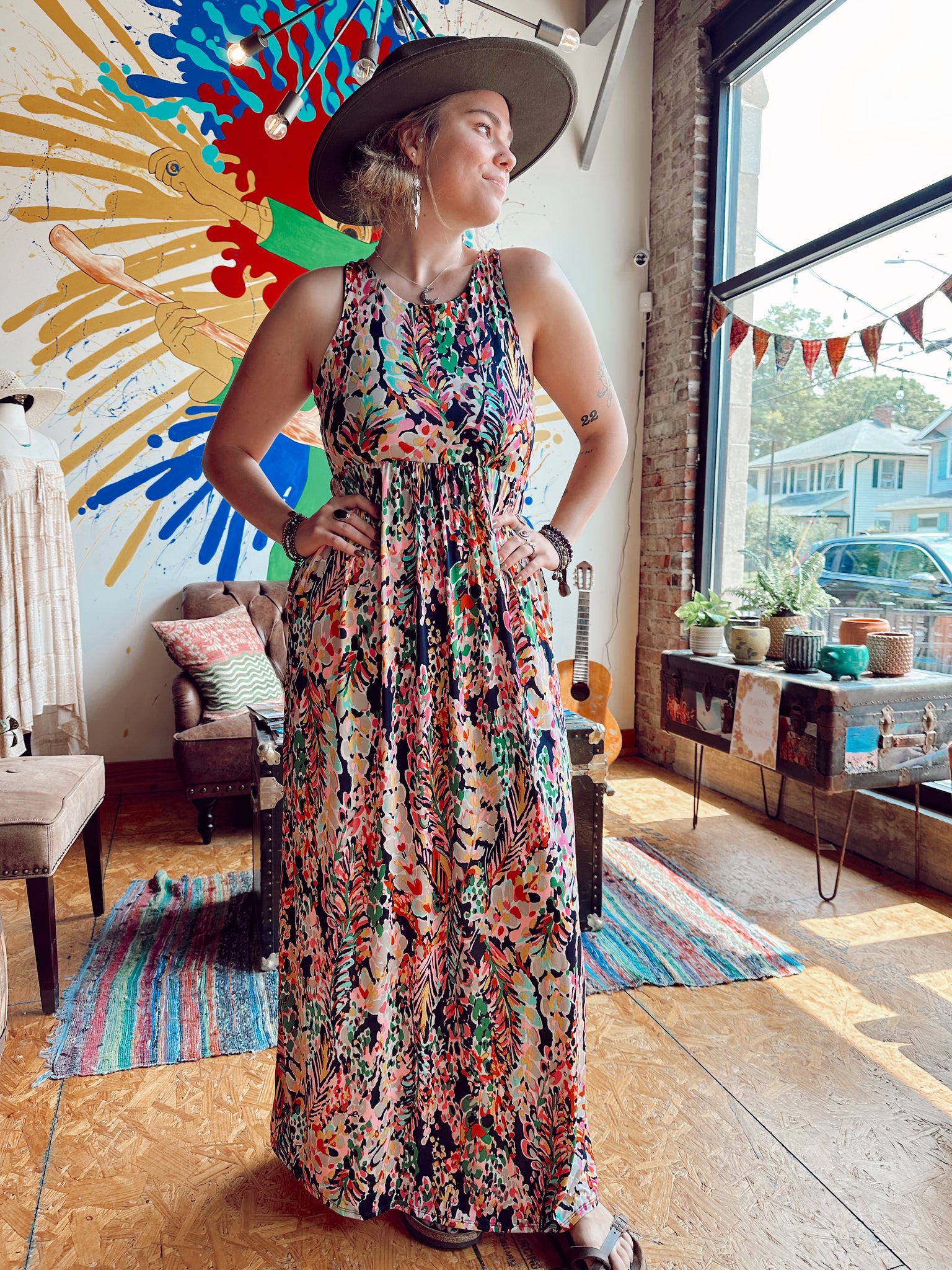 Final sale - Rainbow Floral Maxi Dress